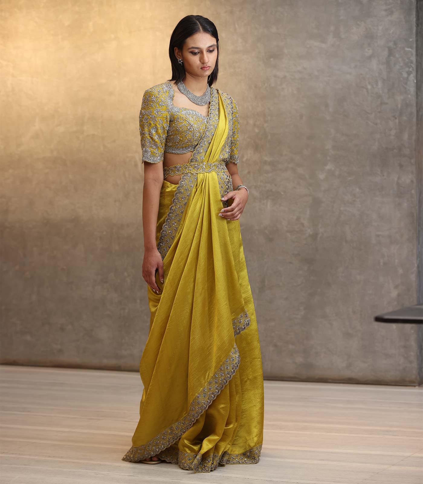 Mustard Embroidered Saree Set - Jayanti Reddy