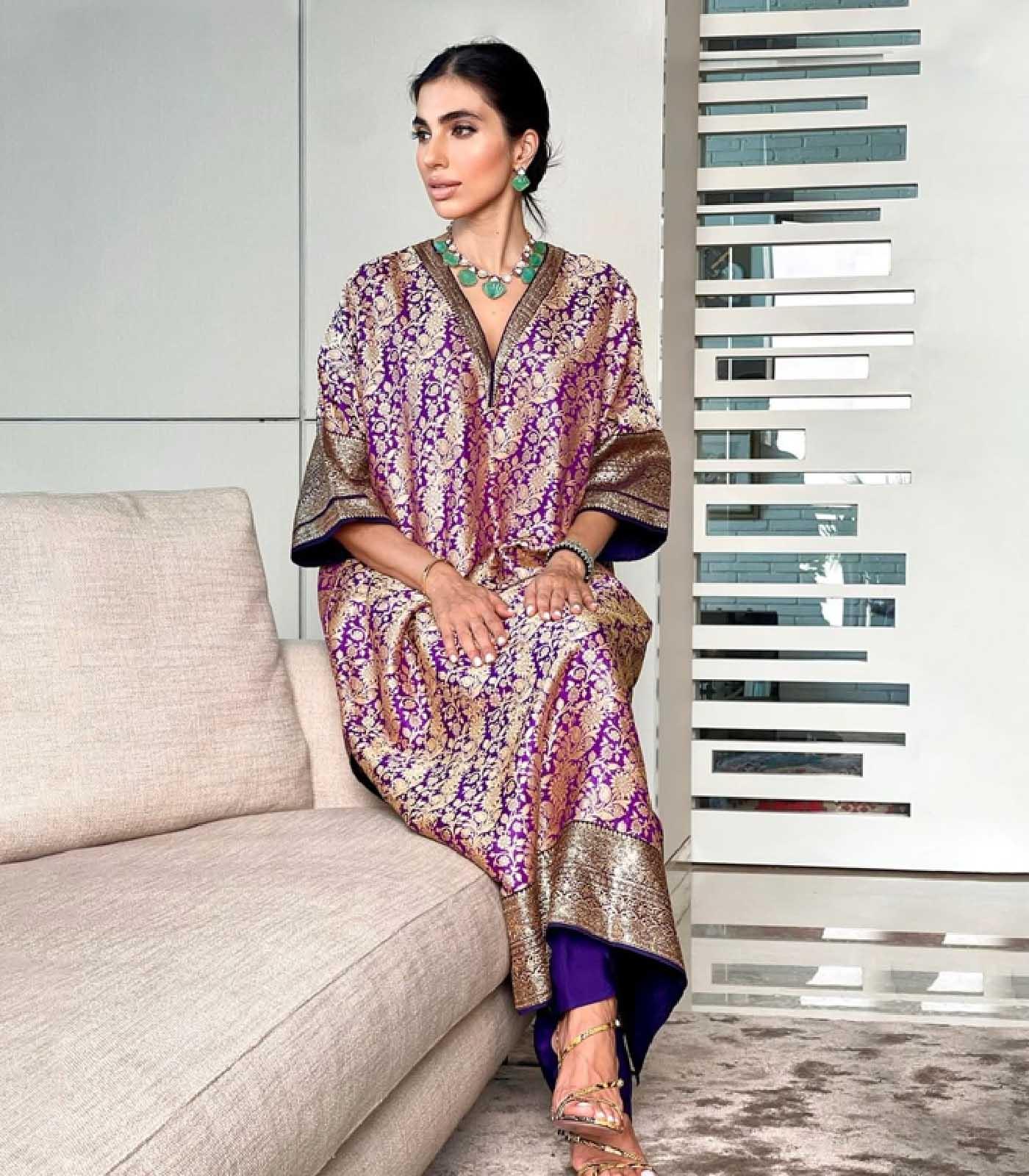 Prerna Goel in Purple banarasi kaftan with dhoti - Jayanti Reddy