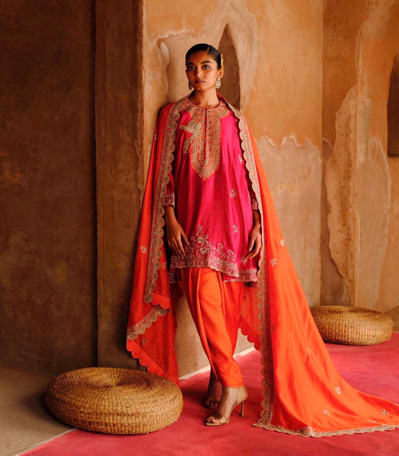 Rani Pink Tunic Set - Jayanti Reddy