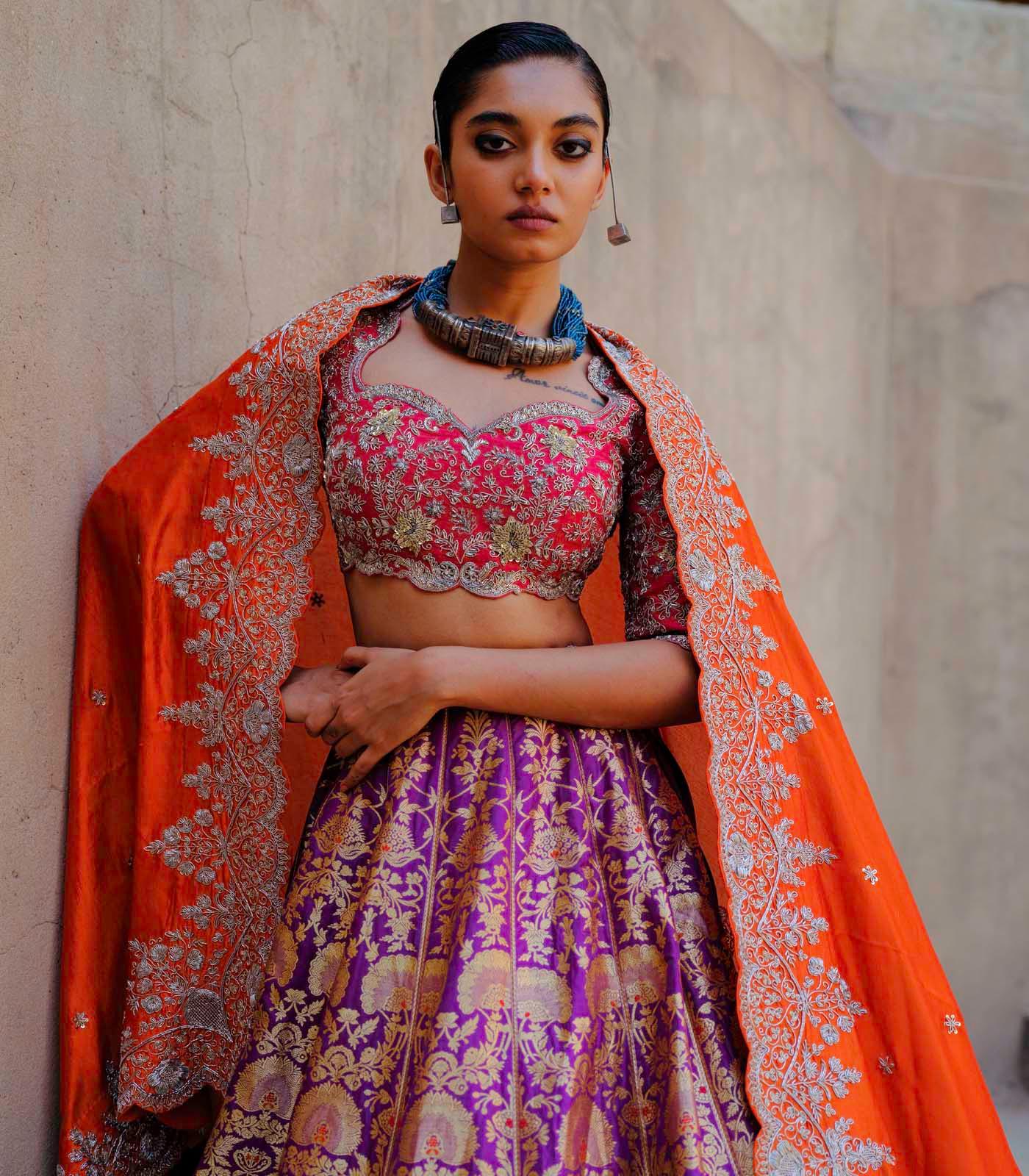 Purple & Rust Lehenga Set - Jayanti Reddy