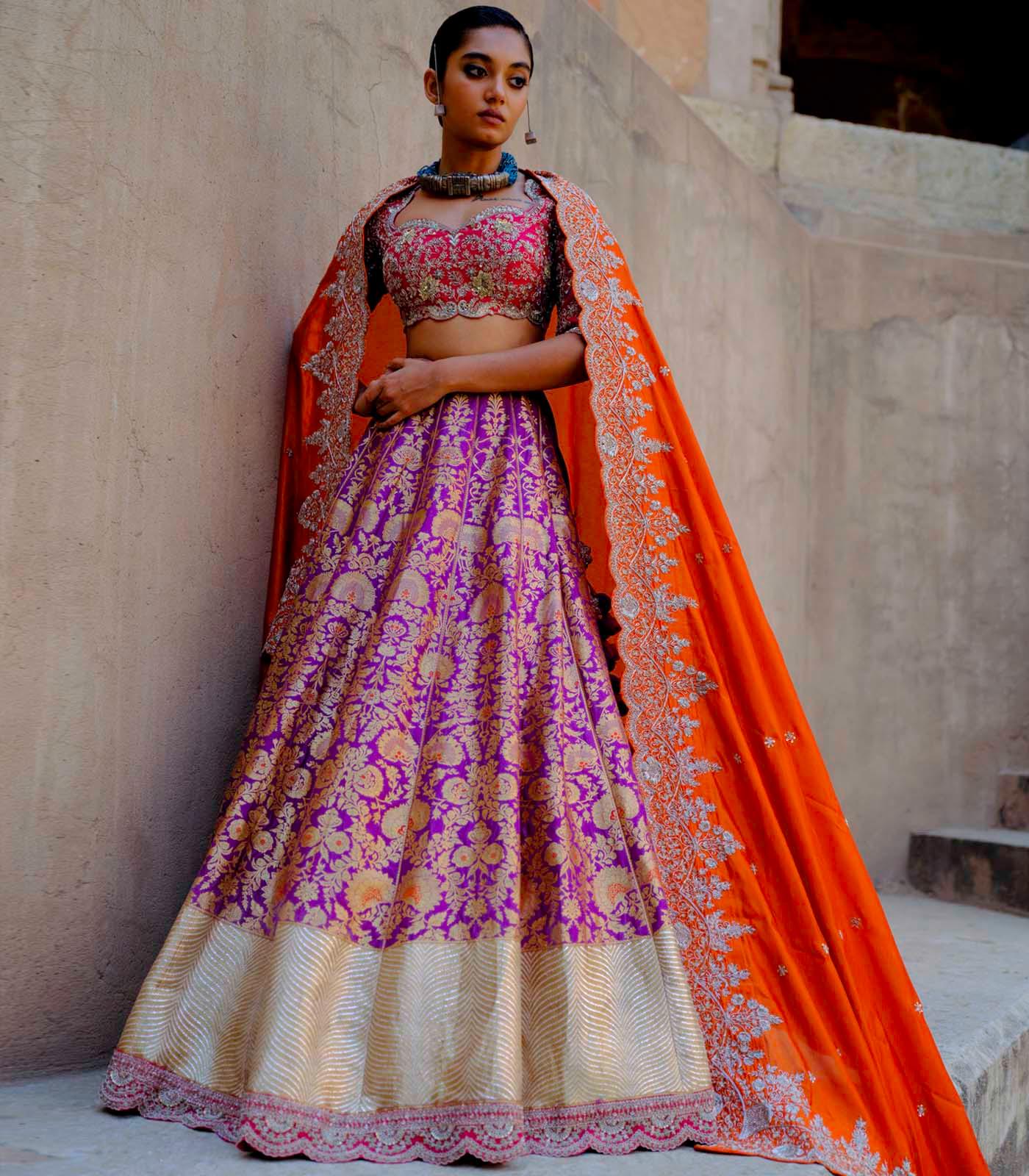 Purple & Rust Lehenga Set - Jayanti Reddy