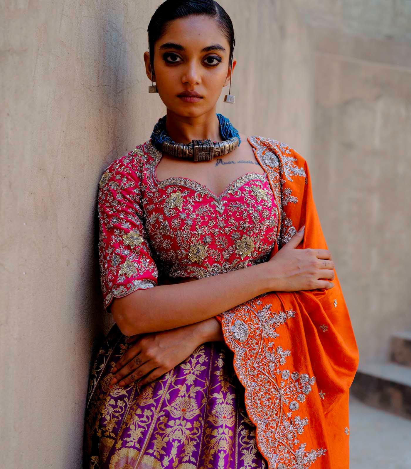 Purple & Rust Lehenga Set - Jayanti Reddy