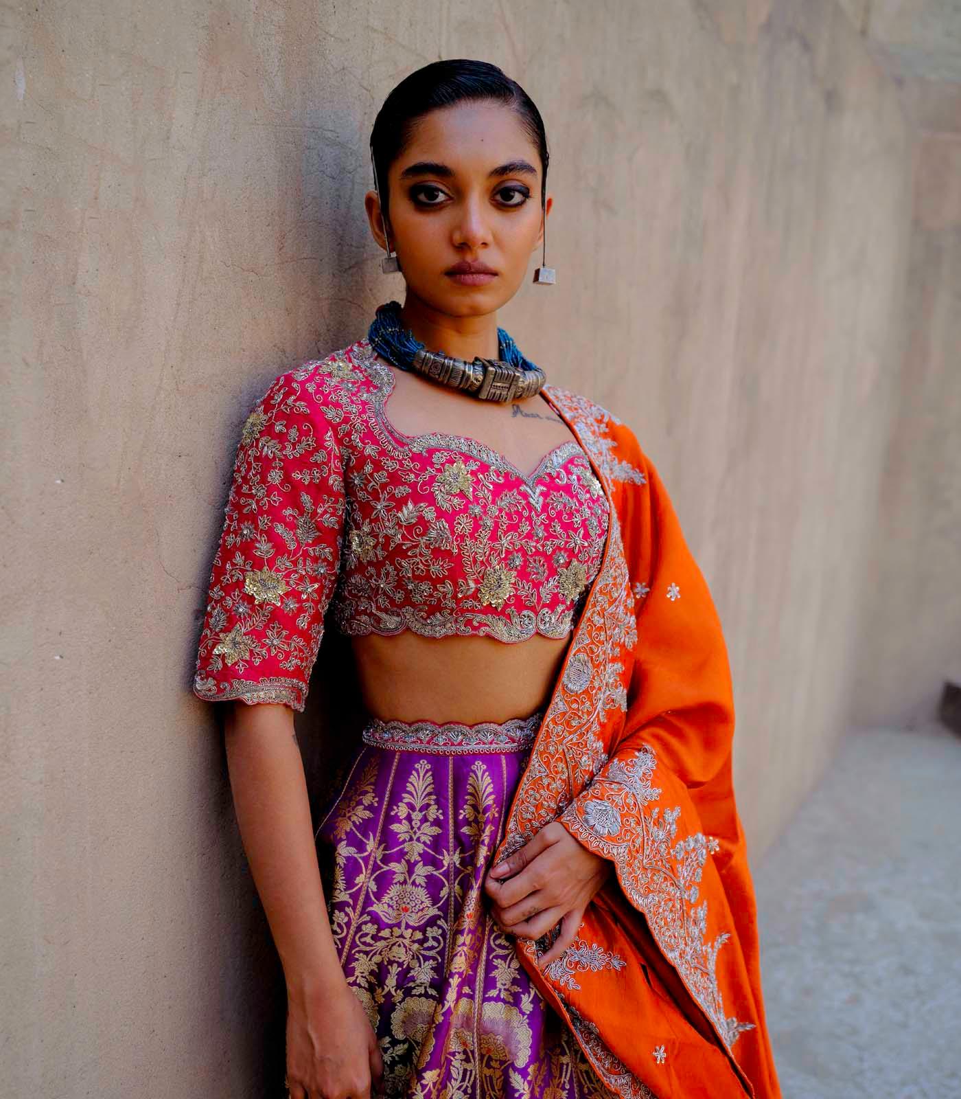 Purple & Rust Lehenga Set - Jayanti Reddy