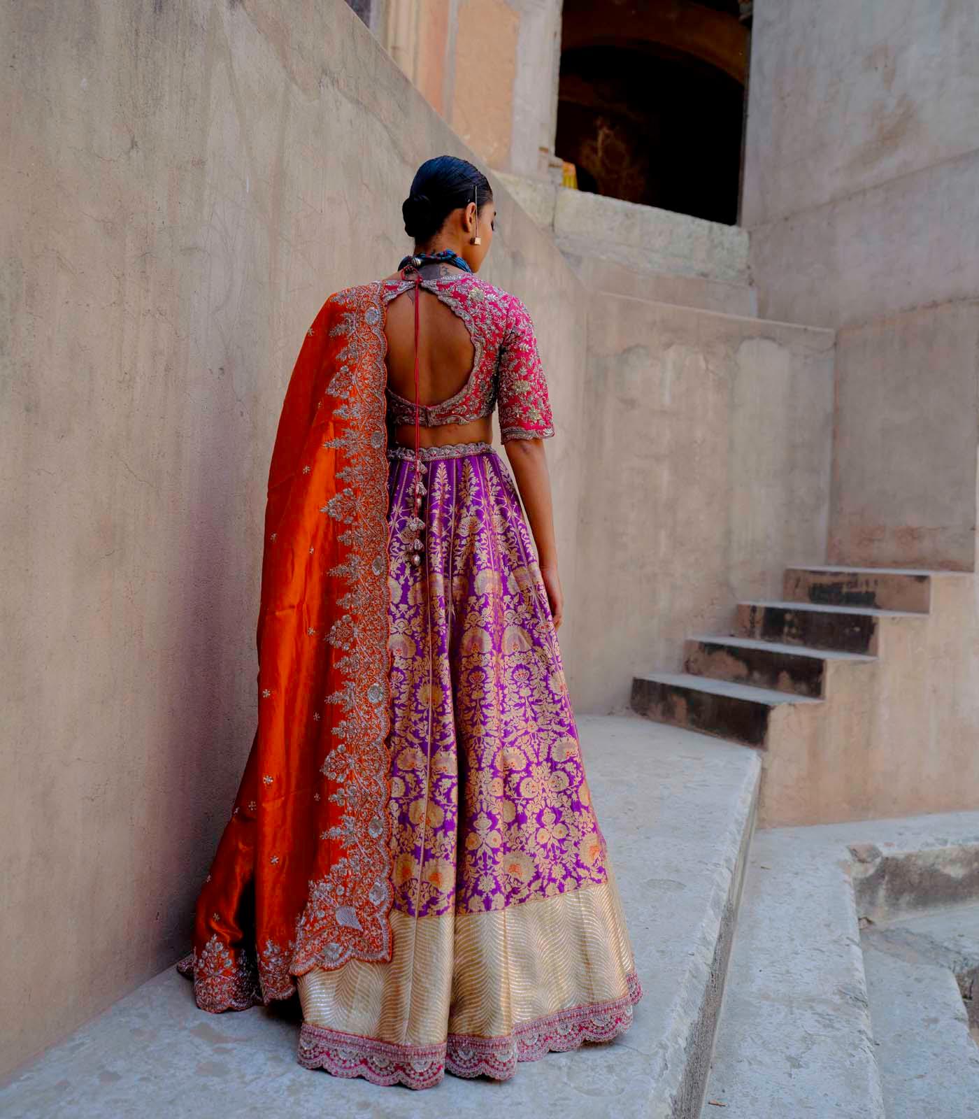 Purple & Rust Lehenga Set - Jayanti Reddy