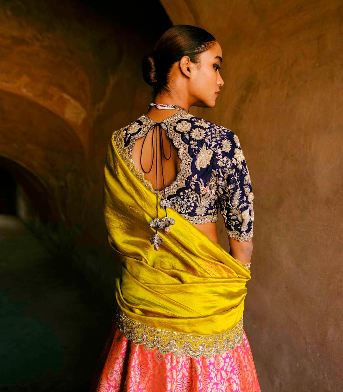 Pink & Mustard Lehenga Set - Jayanti Reddy