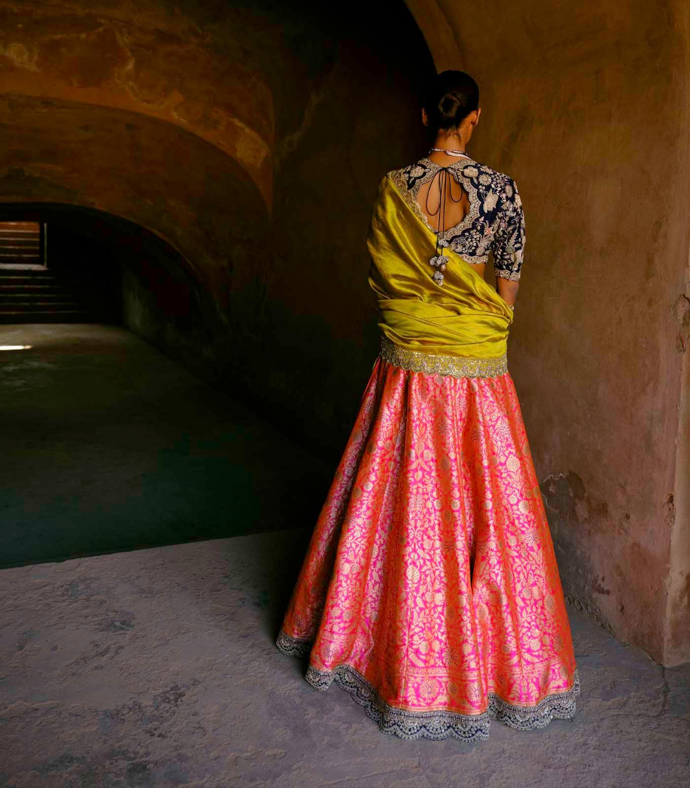Pink & Mustard Lehenga Set - Jayanti Reddy