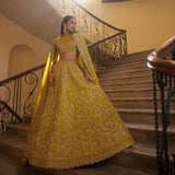 Embroidered Mustard lehenga Set - Jayanti Reddy