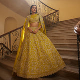 Embroidered Mustard lehenga Set - Jayanti Reddy