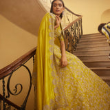 Embroidered Mustard lehenga Set - Jayanti Reddy