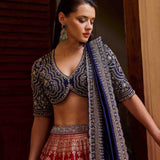 Red Banaras lehenga set - Jayanti Reddy