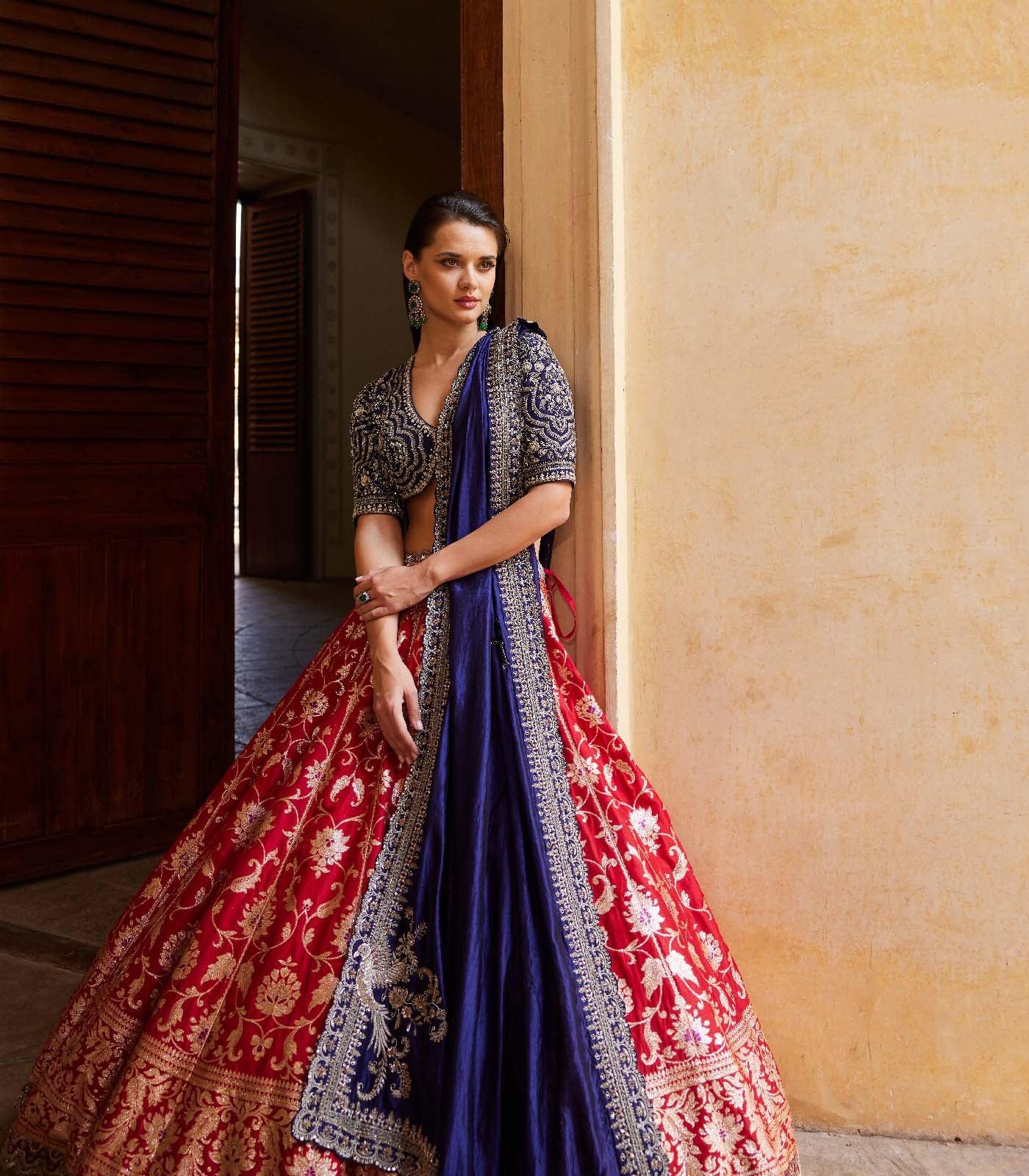 Red Banaras lehenga set - Jayanti Reddy