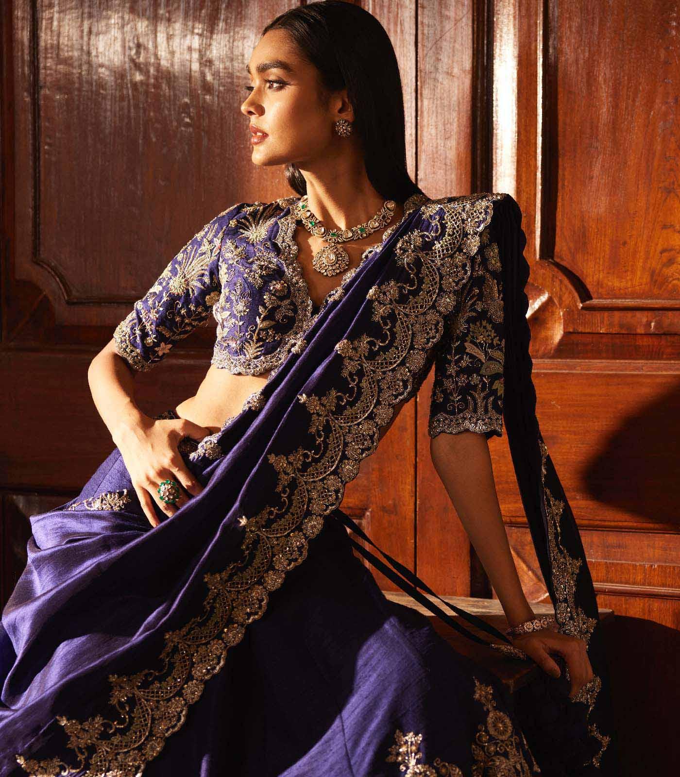 Purple Embroidered lehenga Set - Jayanti Reddy