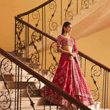 Red Embroidered lehenga Set - Jayanti Reddy