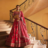 Red Embroidered lehenga Set - Jayanti Reddy