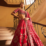 Red Embroidered lehenga Set - Jayanti Reddy