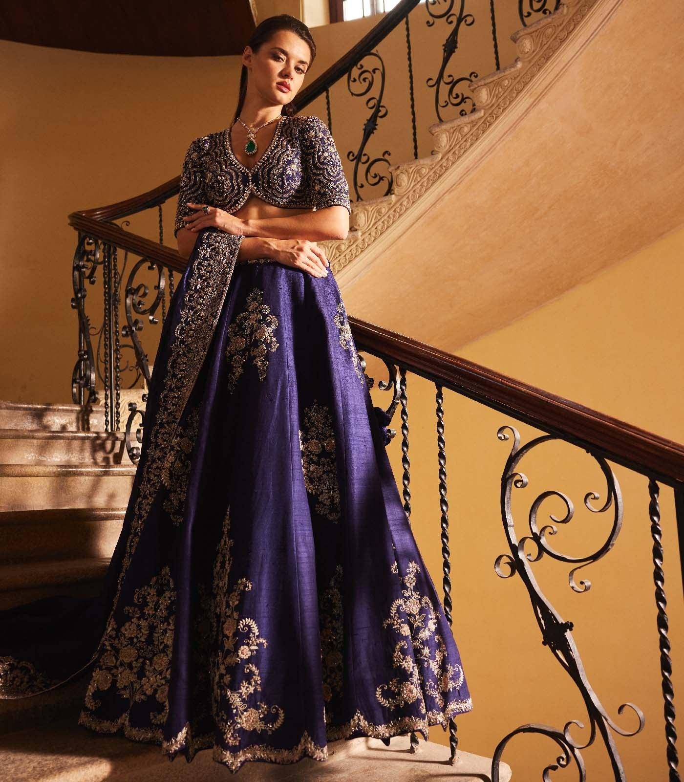 Purple Embroidered lehenga Set - Jayanti Reddy