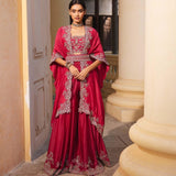 Rani Pink Embroidered Sharara paired - Jayanti Reddy