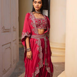 Rani Pink Embroidered Sharara paired - Jayanti Reddy