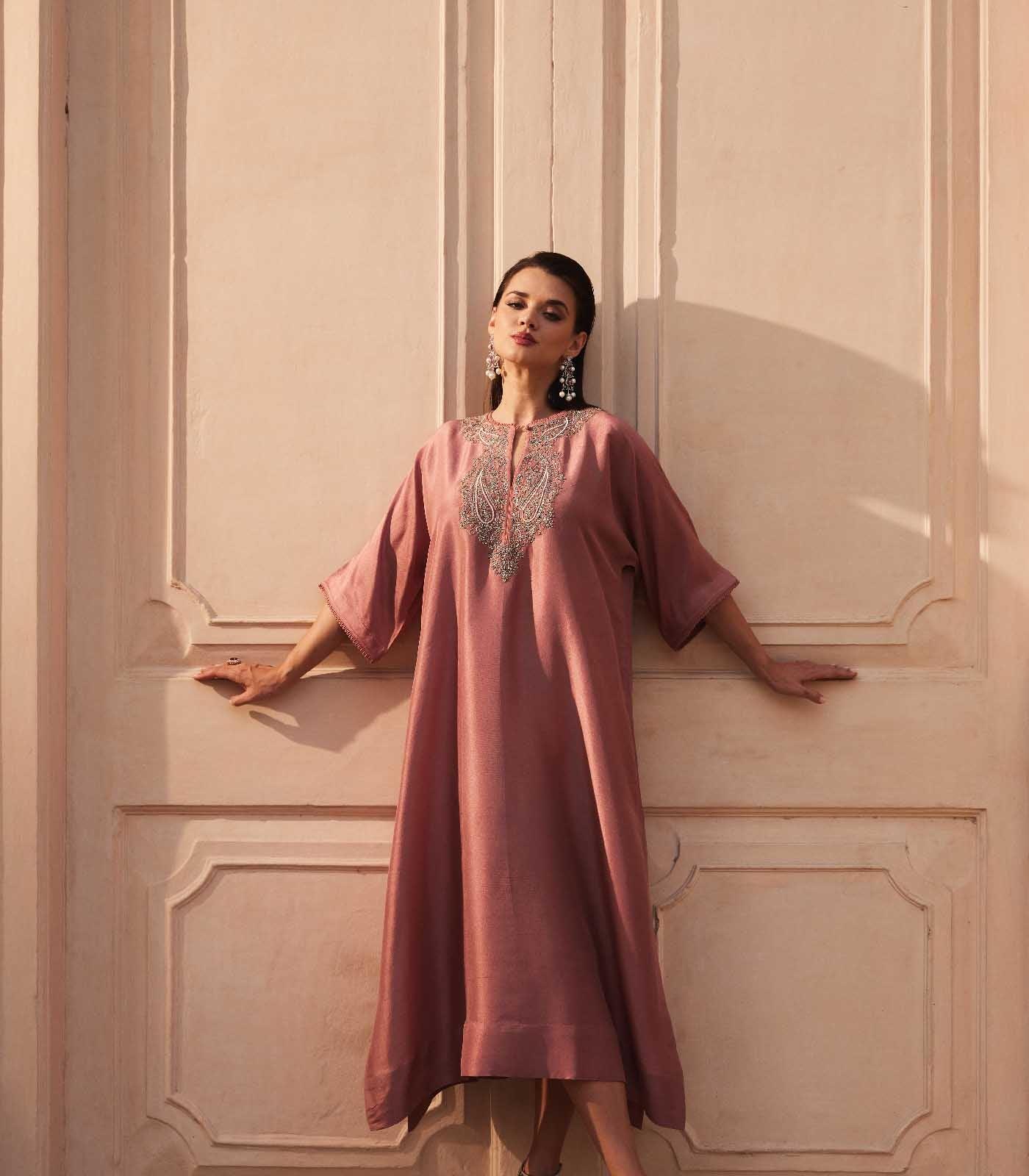 Peach Kaftan cape set - Jayanti Reddy