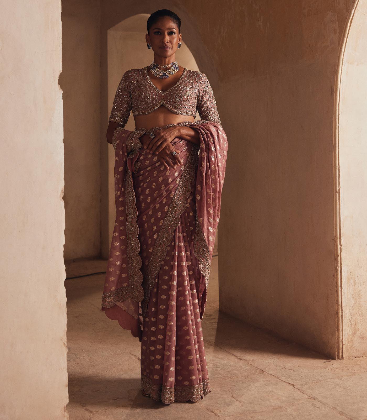 Peach Banaras saree set - Jayanti Reddy
