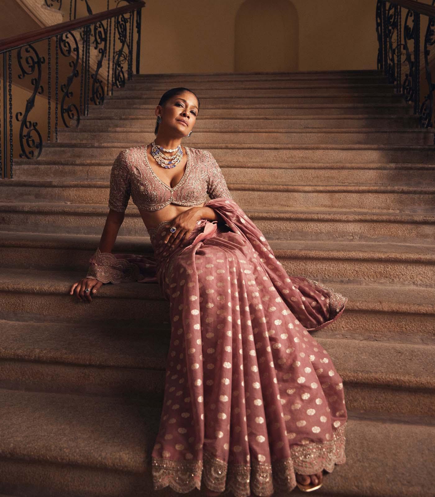 Peach Banaras saree set - Jayanti Reddy
