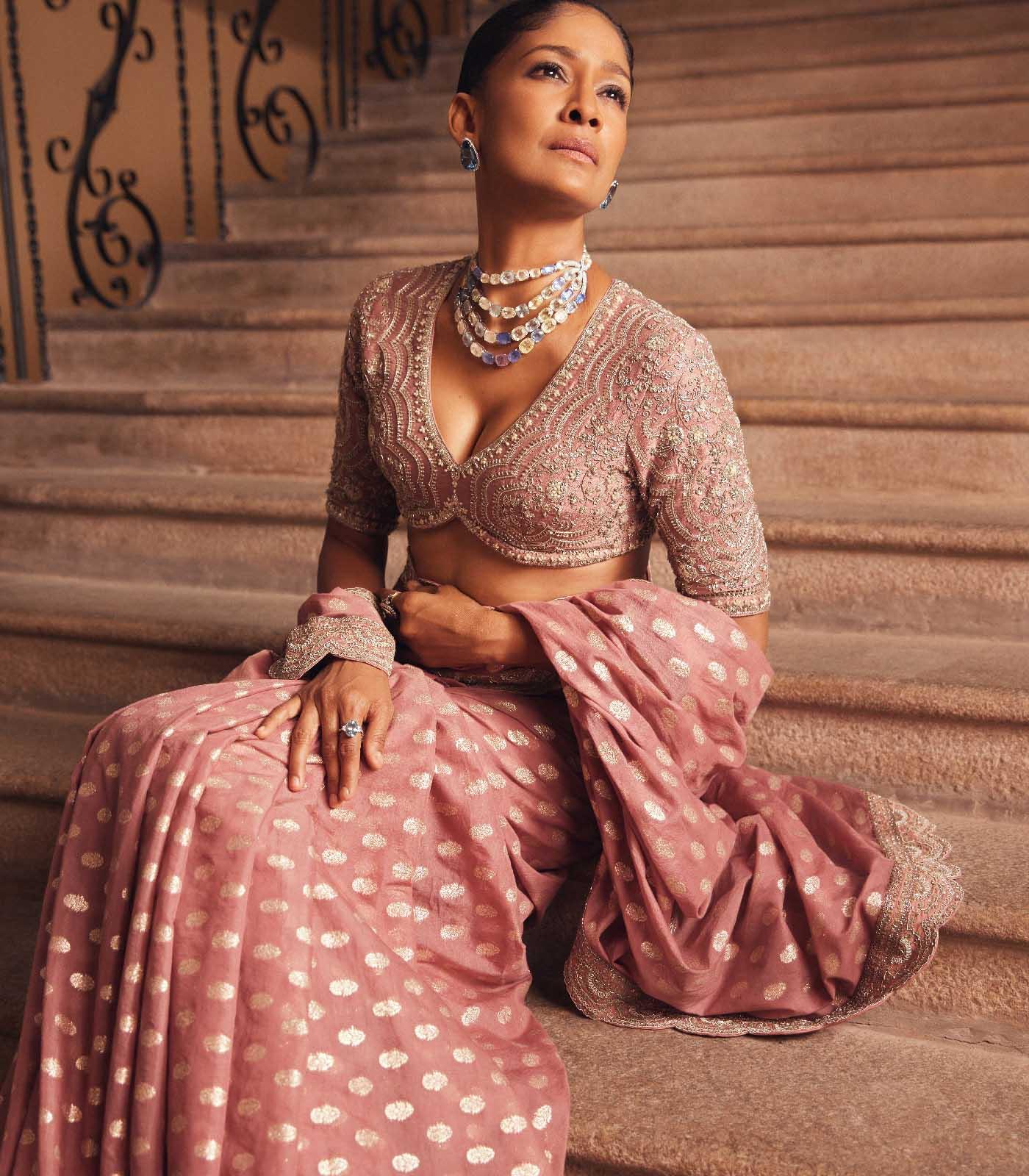 Peach Banaras saree set - Jayanti Reddy