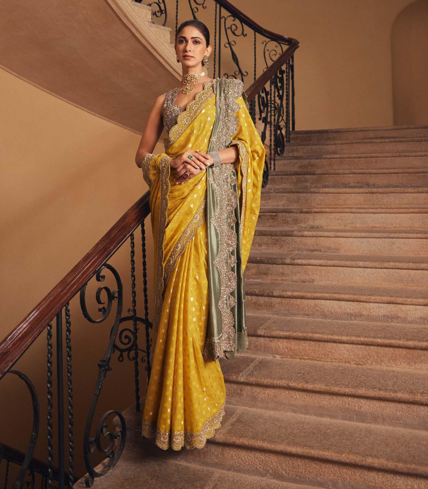 Mustard Banaras saree set - Jayanti Reddy