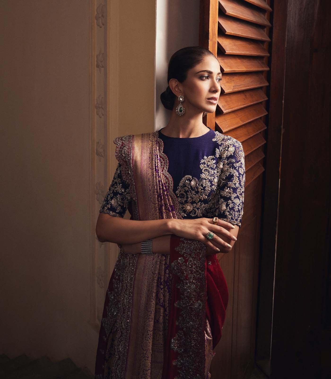 Purple Banaras saree set - Jayanti Reddy