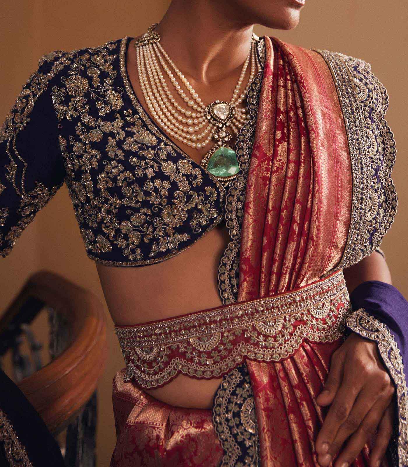 Red Banaras saree set - Jayanti Reddy