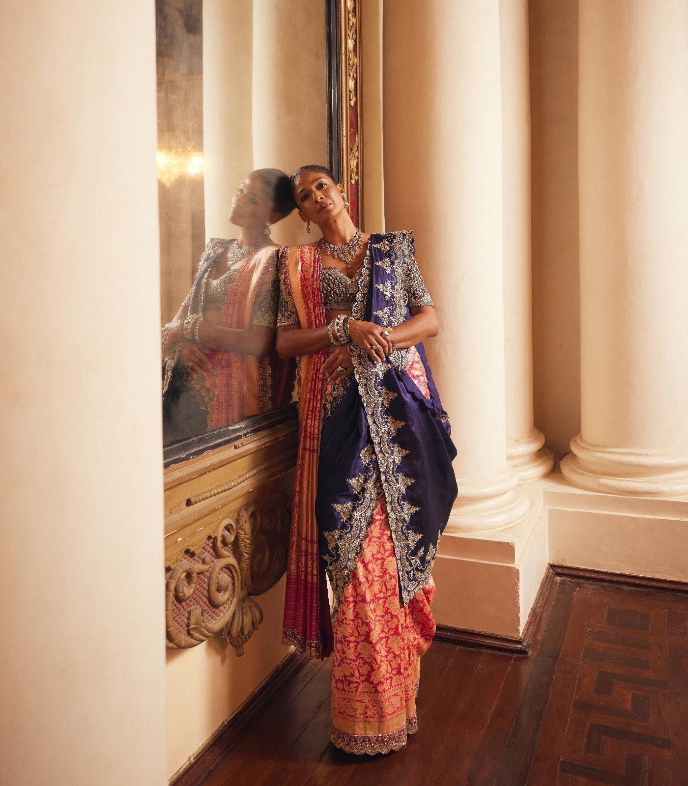 Hot Pink Banaras saree set - Jayanti Reddy