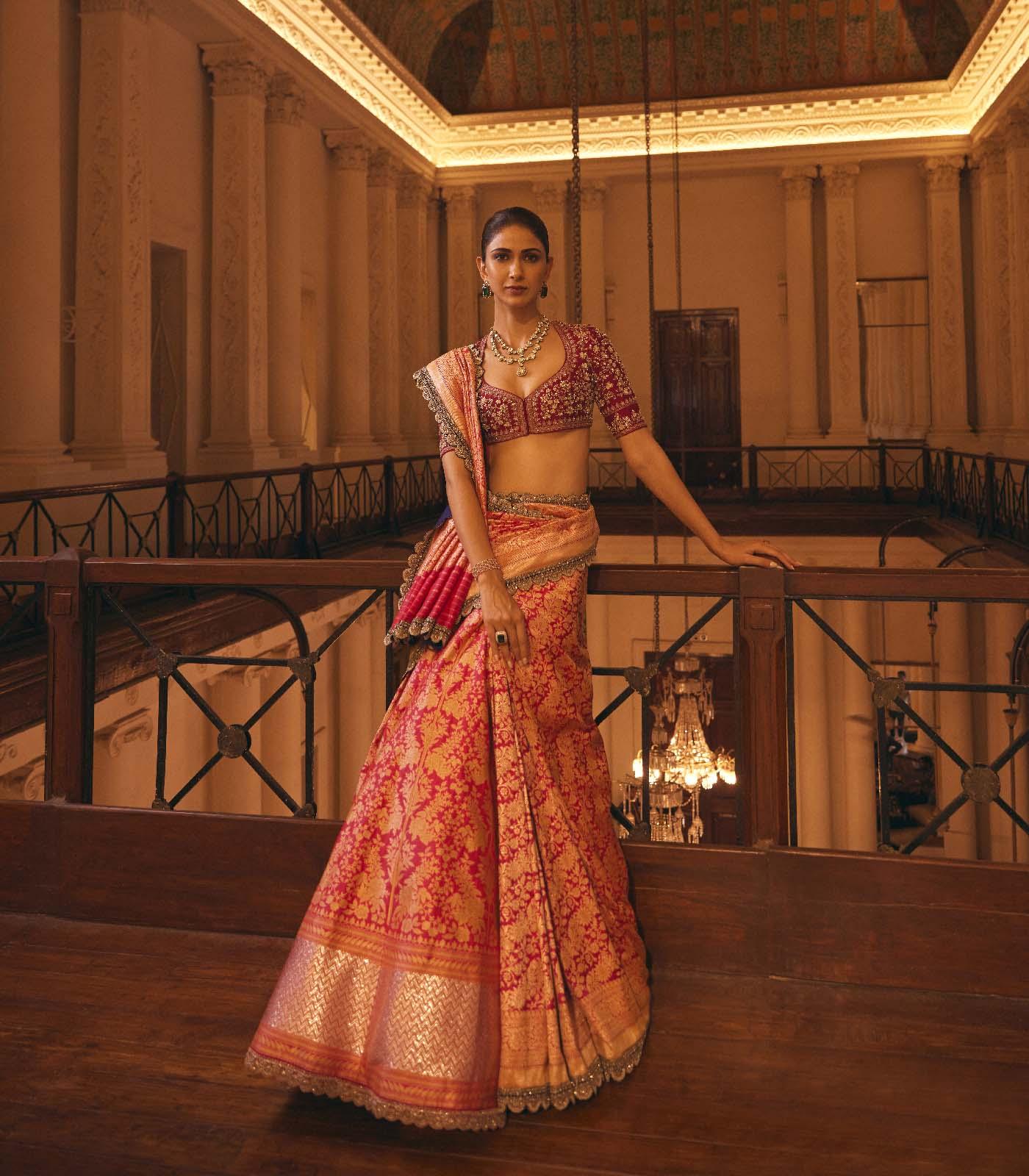 Rani Pink Banaras Lehenga Set - Jayanti Reddy
