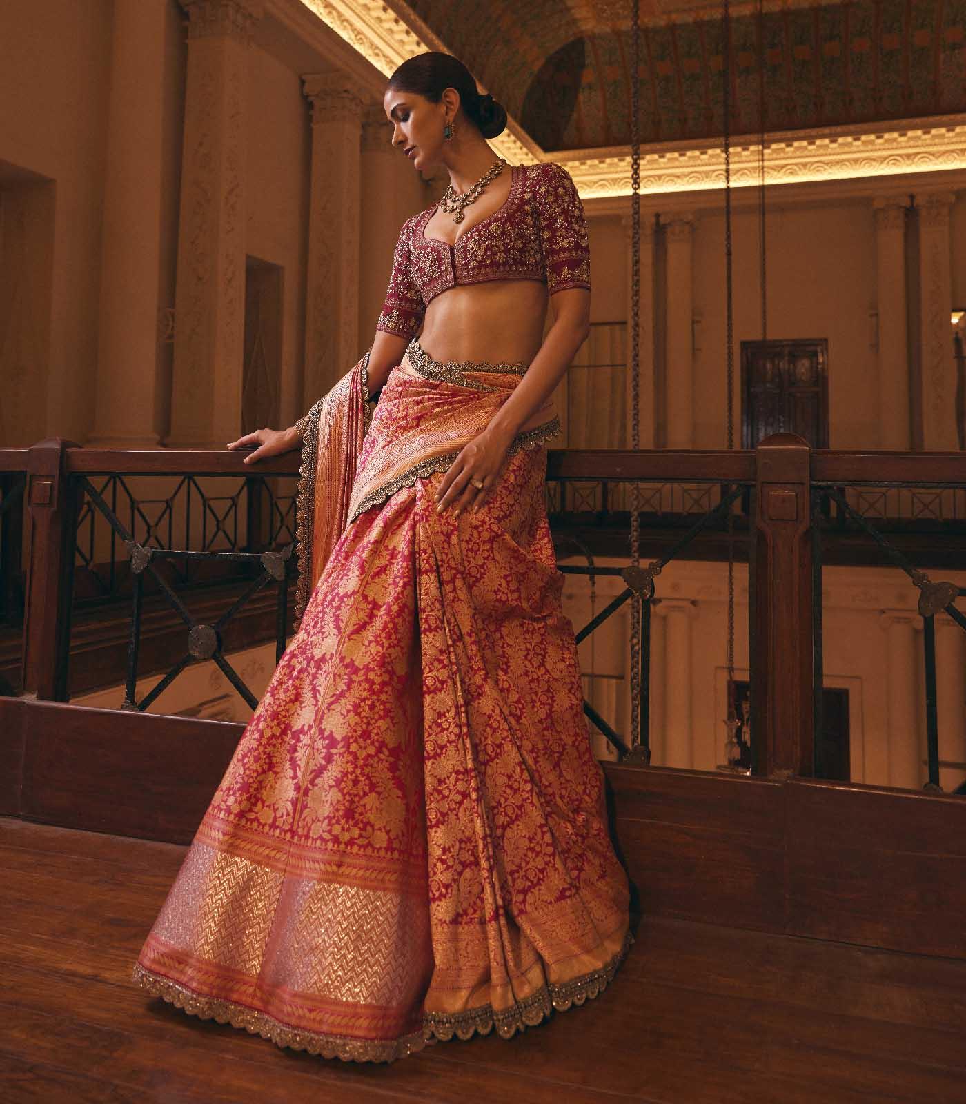 Rani Pink Banaras Lehenga Set - Jayanti Reddy