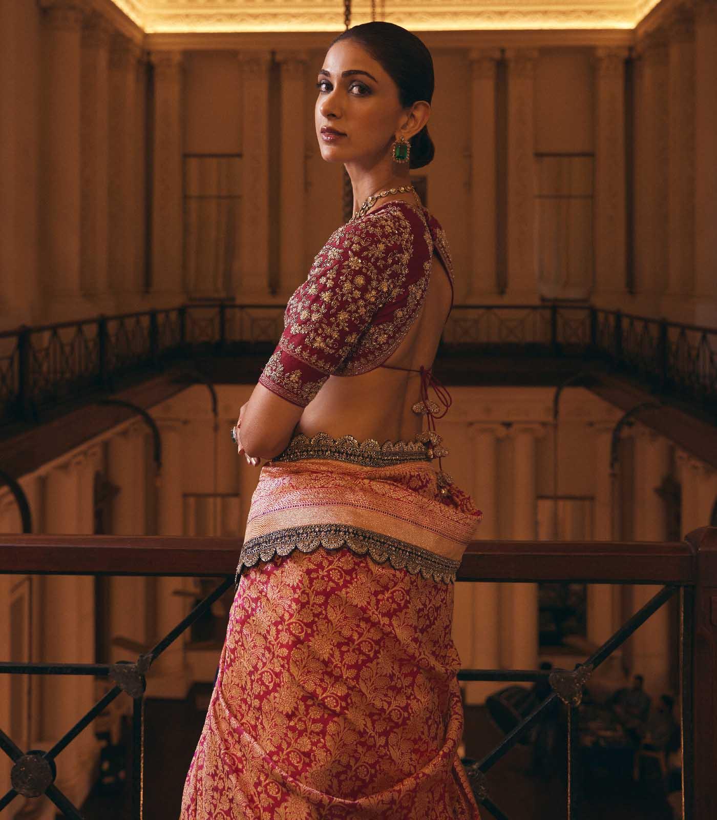 Rani Pink Banaras Lehenga Set - Jayanti Reddy