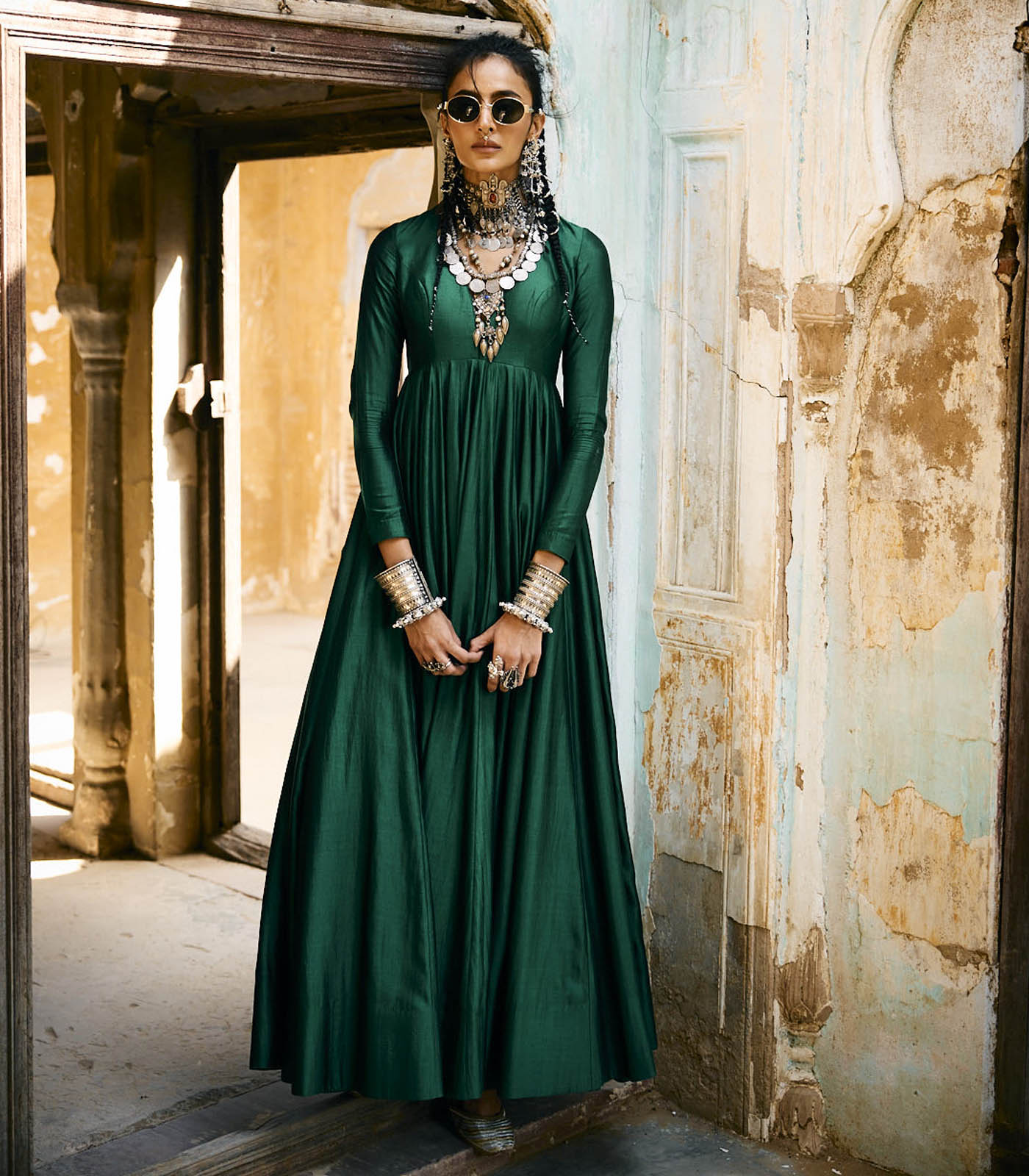 Emerald Green Anarkali Set L Emerald Green Anarkali Set L