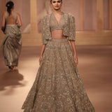Beige organza lehenga set