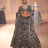 Purple raw silk lehenga set