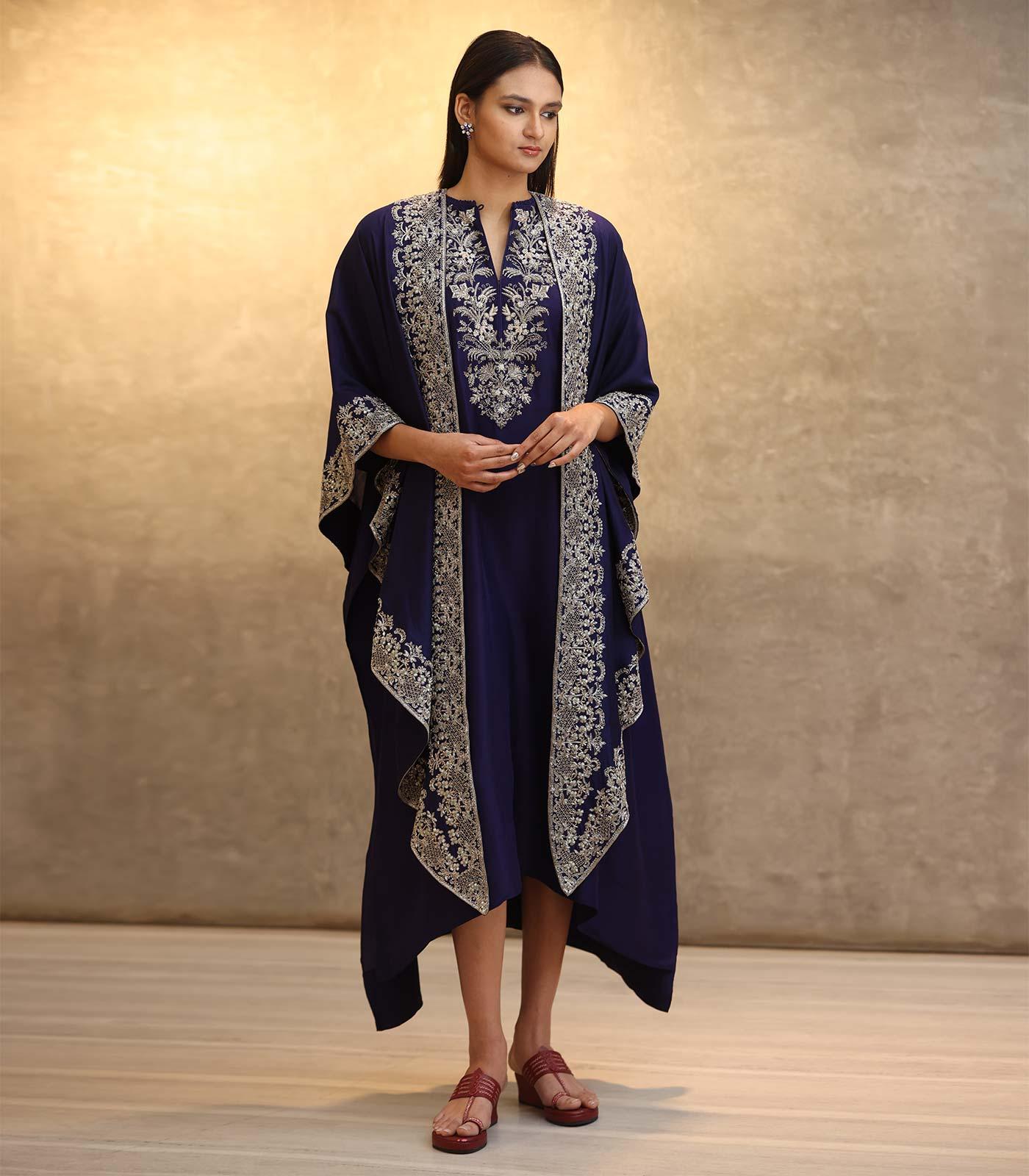 Purple Kaftan with Cape Embroidered Set - Jayanti Reddy