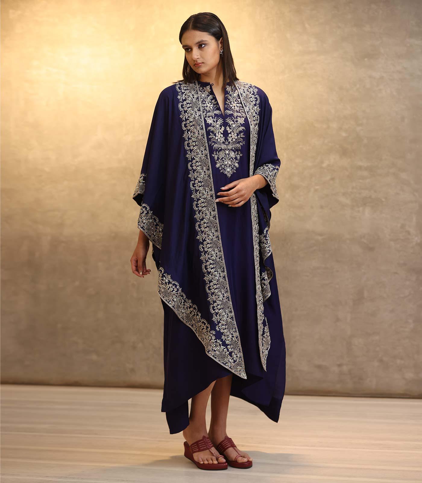 Purple Kaftan with Cape Embroidered Set - Jayanti Reddy