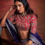 Pink and purple embroidered lehenga set - Jayanti Reddy