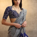 Purple Embroidered Saree Set - Jayanti Reddy