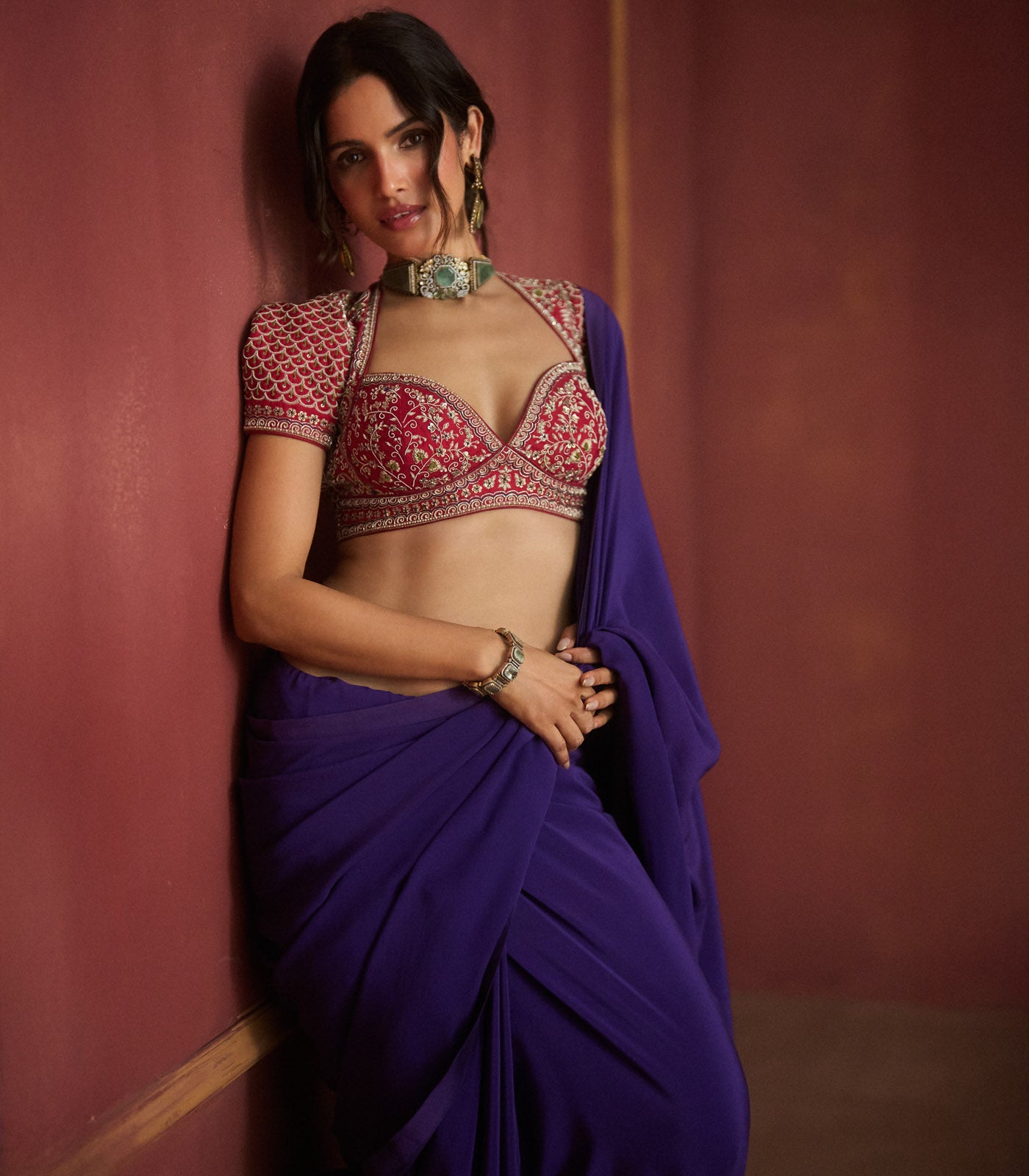 Purple Saree Set