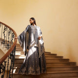 Teal grey sharara cape Set - Jayanti Reddy