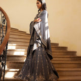 Teal grey sharara cape Set - Jayanti Reddy