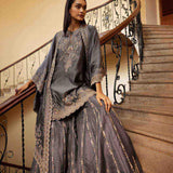 Teal grey sharara cape Set - Jayanti Reddy