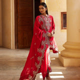 Red embroidered panel kurta Set - Jayanti Reddy