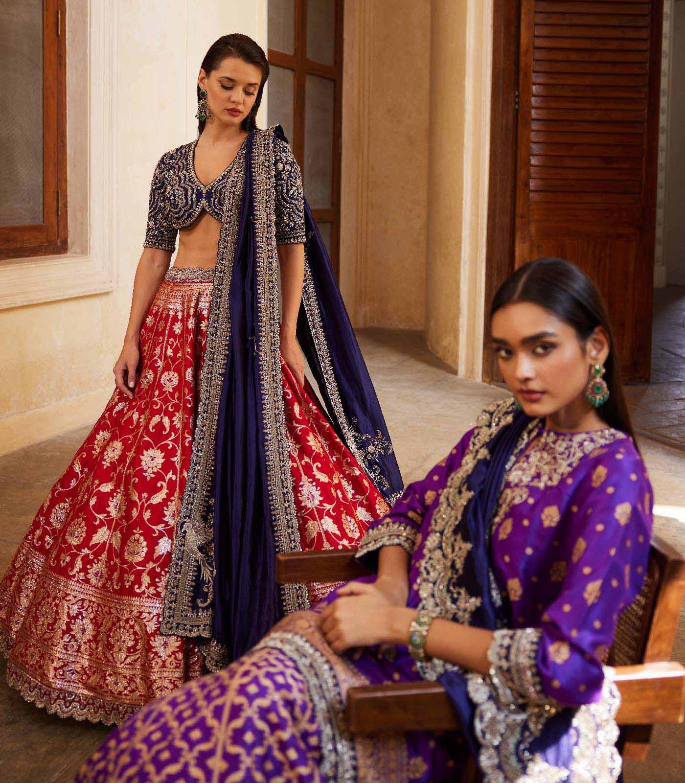 Red Banaras lehenga set - Jayanti Reddy