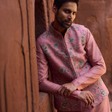 Peach waistcoat kurta set