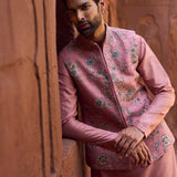 Peach waistcoat kurta set