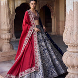 Purple raw silk lehenga set