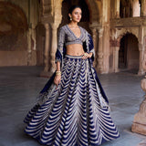 Purple raw silk lehenga set